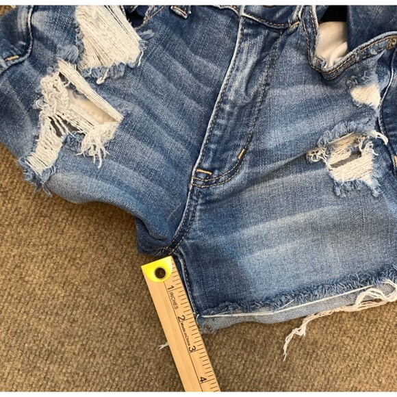 American Eagle Shorts Womens 4 High Rise Distressed Whiskered Stretch Denim - Picture 5 of 8